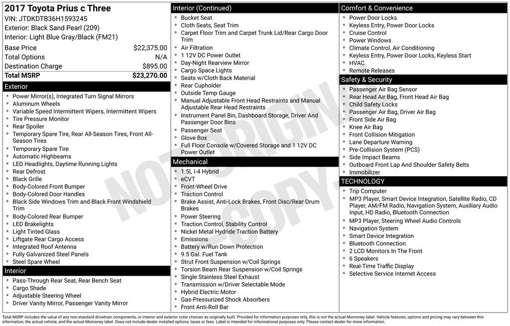 Used 2017 Black Toyota Three image 7