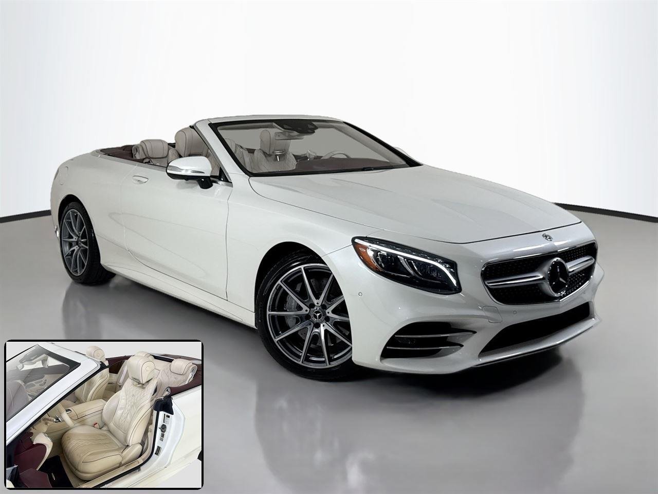 Used 2019 designo Cashmere White Magno (Matte Finish) Mercedes-Benz S 560 Cabriolet | AMG® Line | Premium Pkg | Driver Assist Pkg image 2