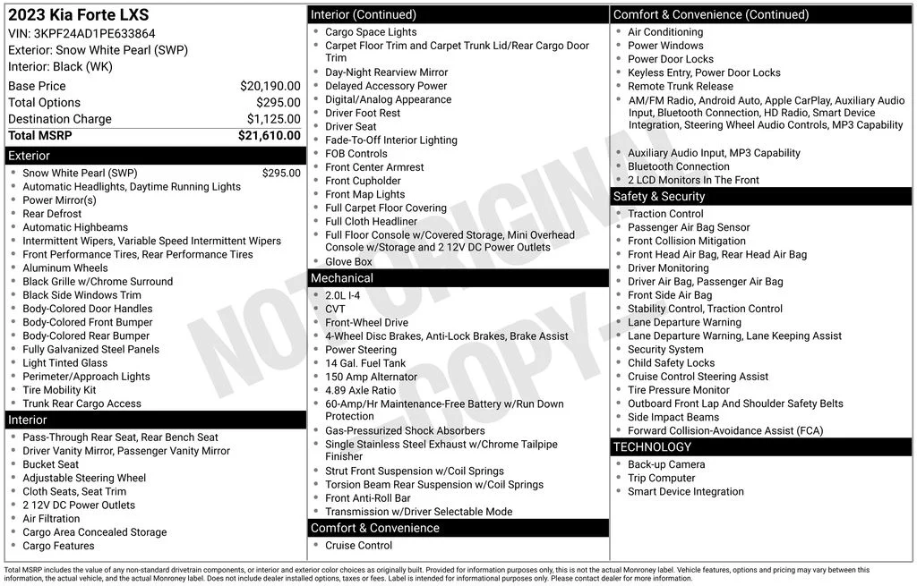 Used 2023 White Kia LXS image 16