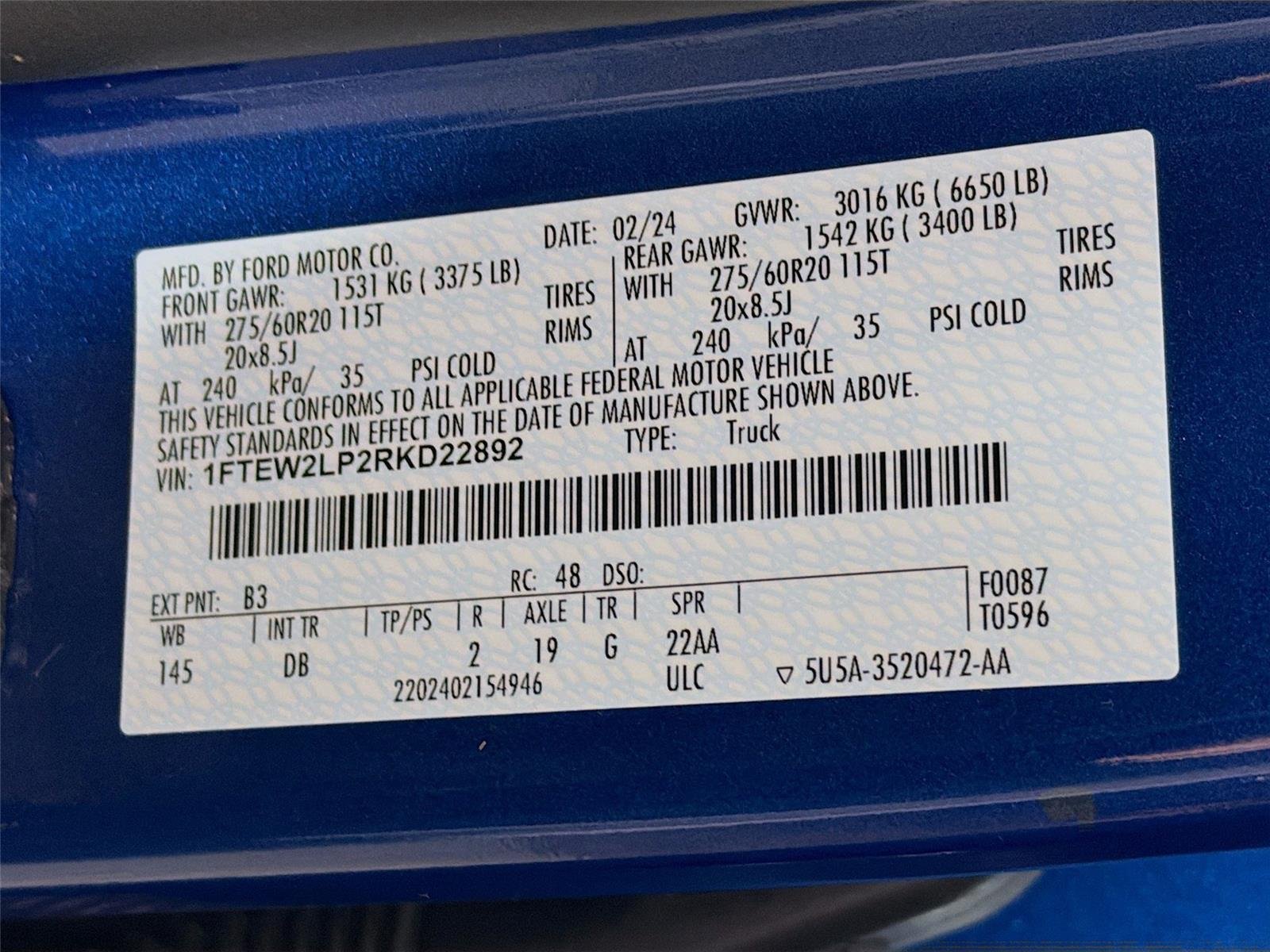 Used 2024 Atlas Blue Ford STX image 31