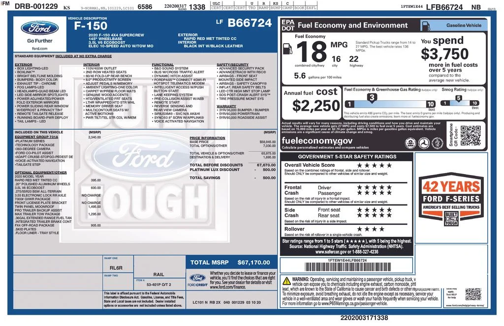 Used 2020 Red Ford Platinum image 6