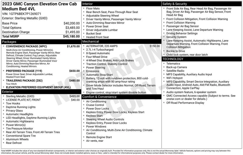 Used 2023 Sterling Metallic GMC Elevation image 1