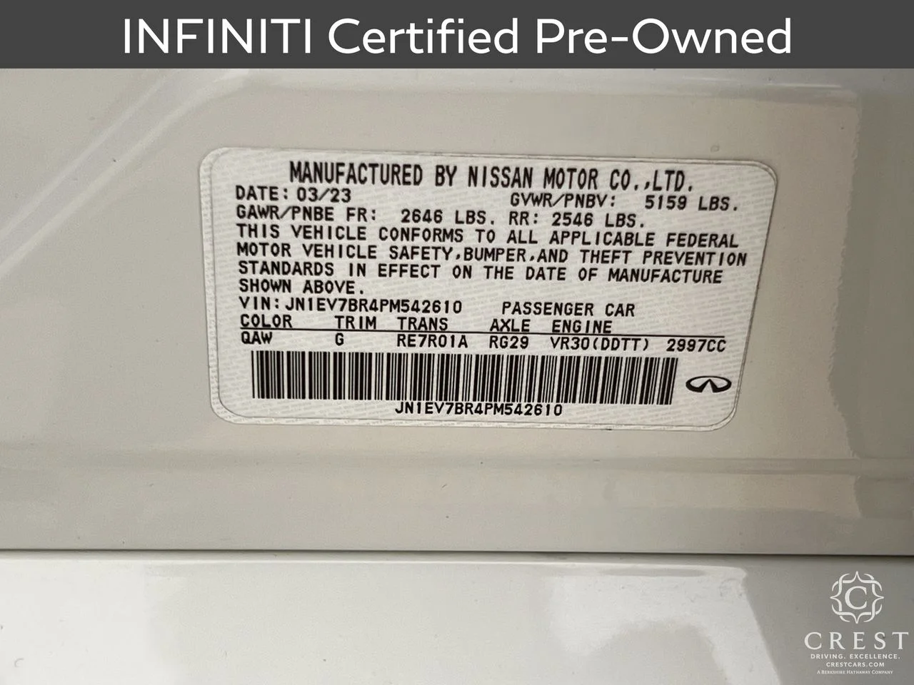 Certified Used 2023 Pure White INFINITI LUXE image 28