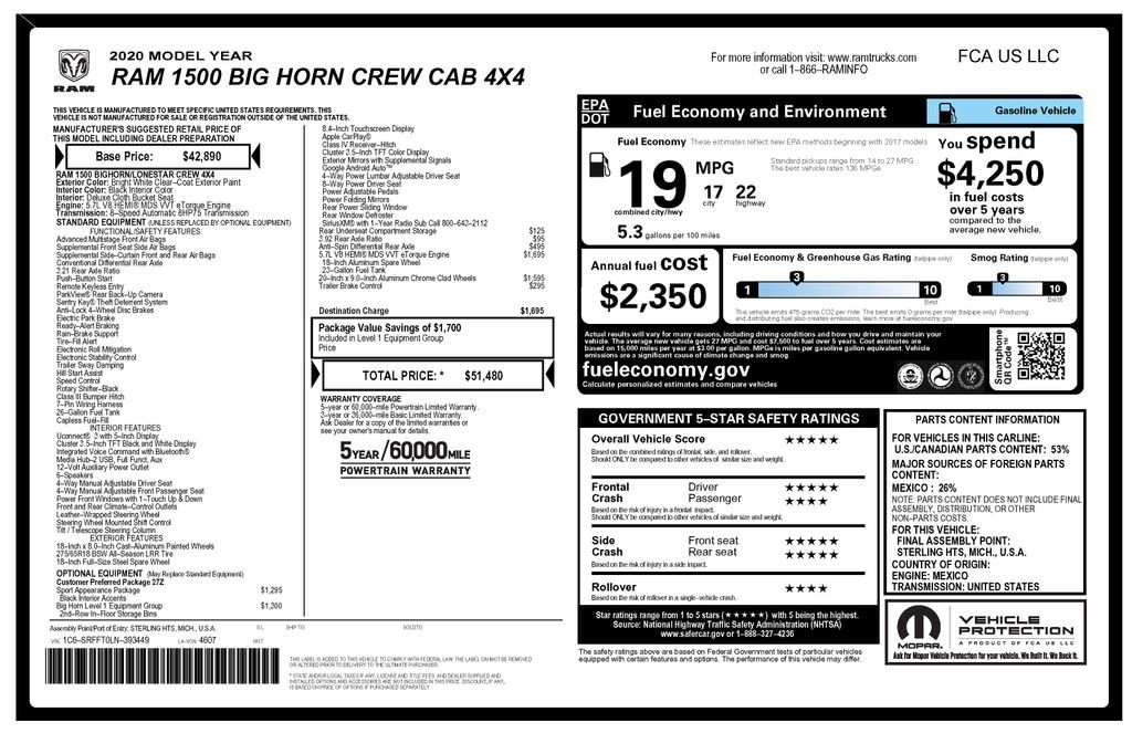 Used 2020 White Ram Big Horn/Lone Star image 4