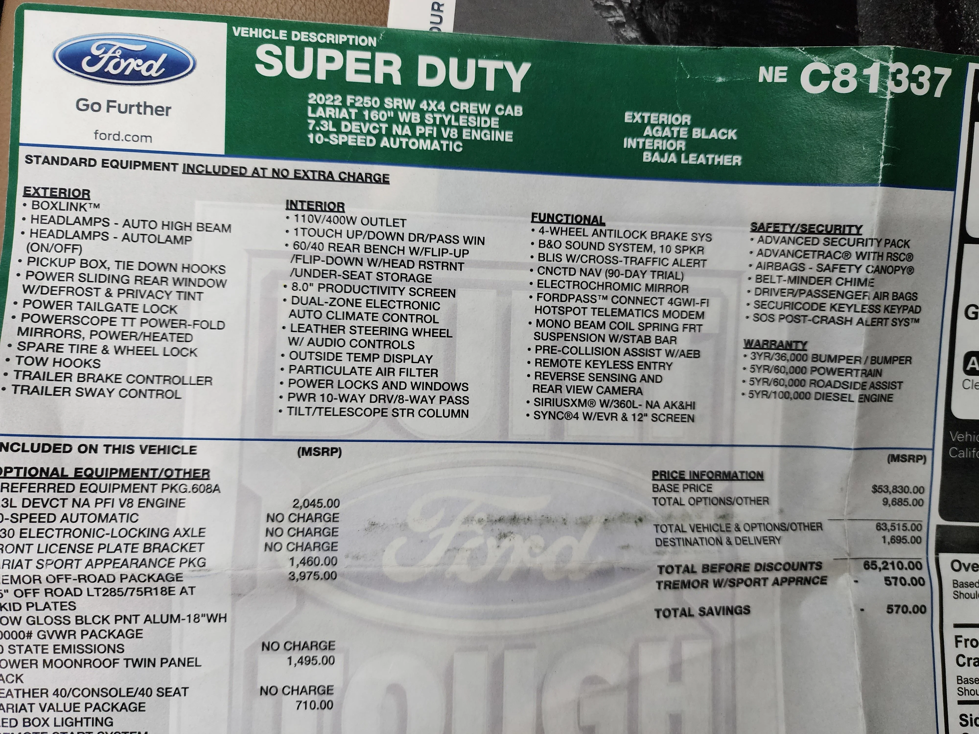 Used 2022 Agate Black Metallic Ford Lariat image 49