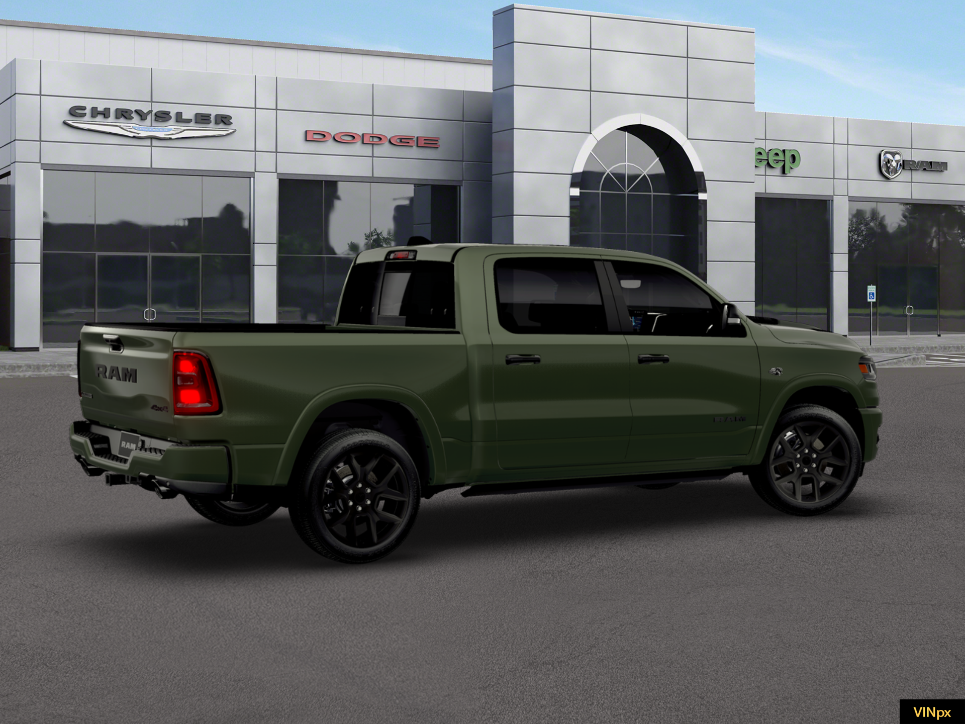 New 2026 Serrano-Green Metallic Exterior Paint RAM Laramie Crew Cab 4x4 57