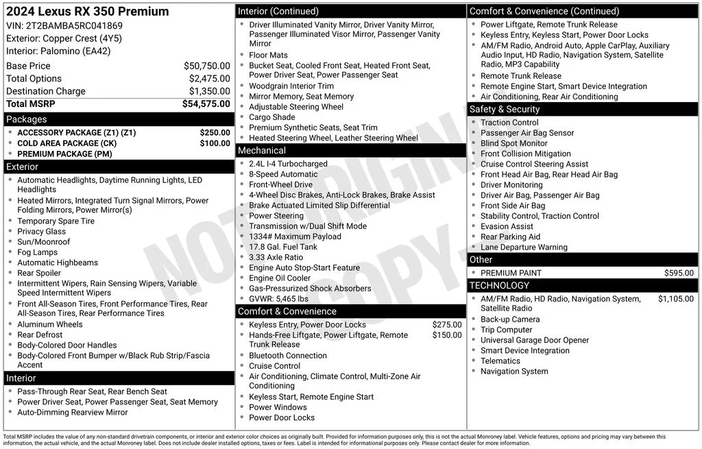 Certified Used 2024 Brown Lexus 350 Premium image 5