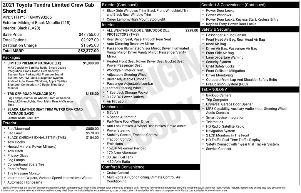 Certified Used 2021 Midnight Black Metallic Toyota Limited image 2