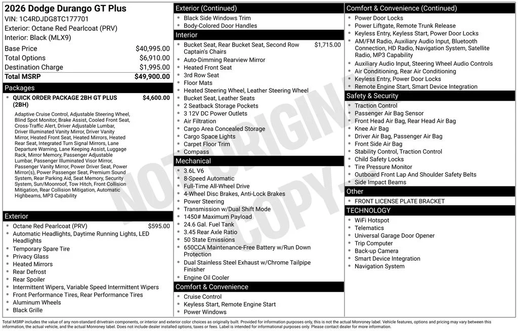 New 2026 Octane Red Pearl-Coat Exterior Paint Dodge GT Plus image 6