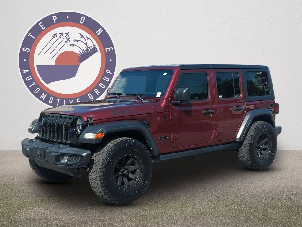 Used 2021 Red Jeep Unlimited Willys image 2