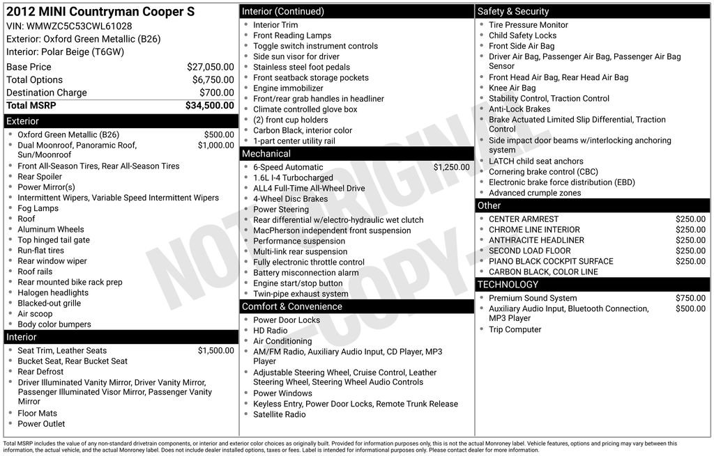 2012 MINI Countryman Countryman S
