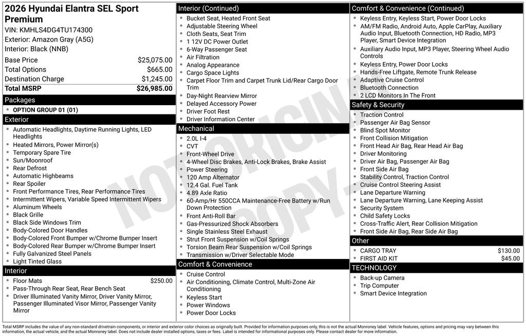 New 2026 Gray Hyundai SEL Sport image 3