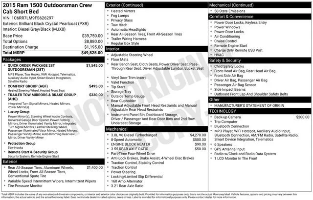Used 2015 Brilliant Black Crystal Pearlcoat Ram Outdoorsman image 8