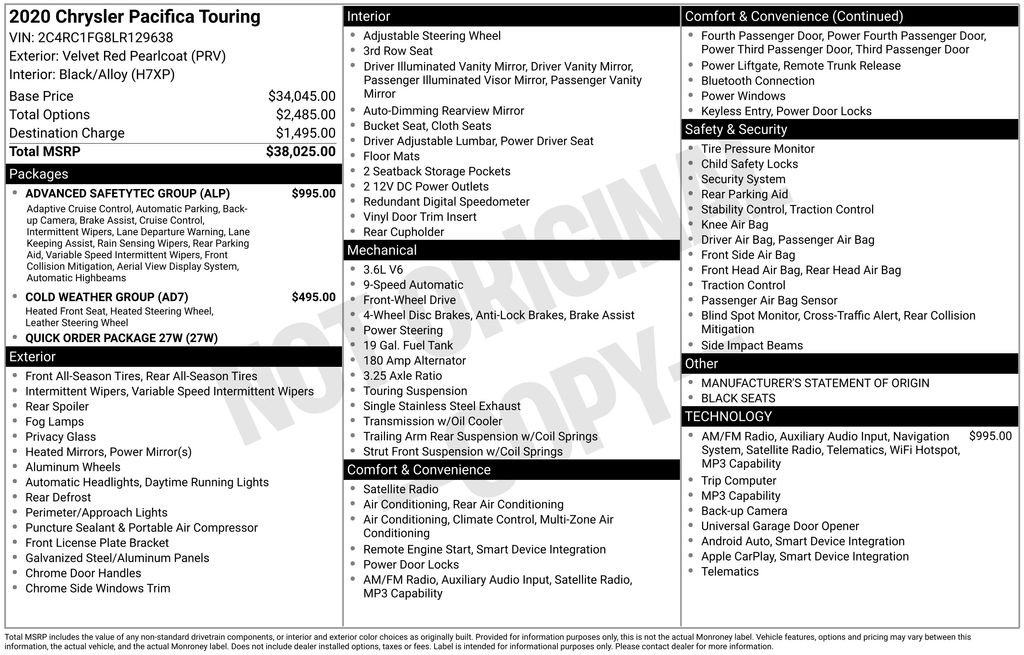 2020 Chrysler Pacifica Touring's photo