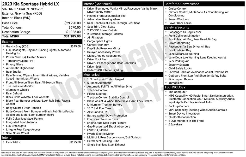 Used 2023 Gray Kia LX image 7