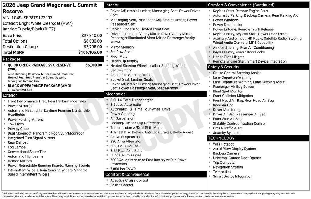New 2026 Bright White Clear-Coat Exterior Paint Jeep Summit Reserve image 3