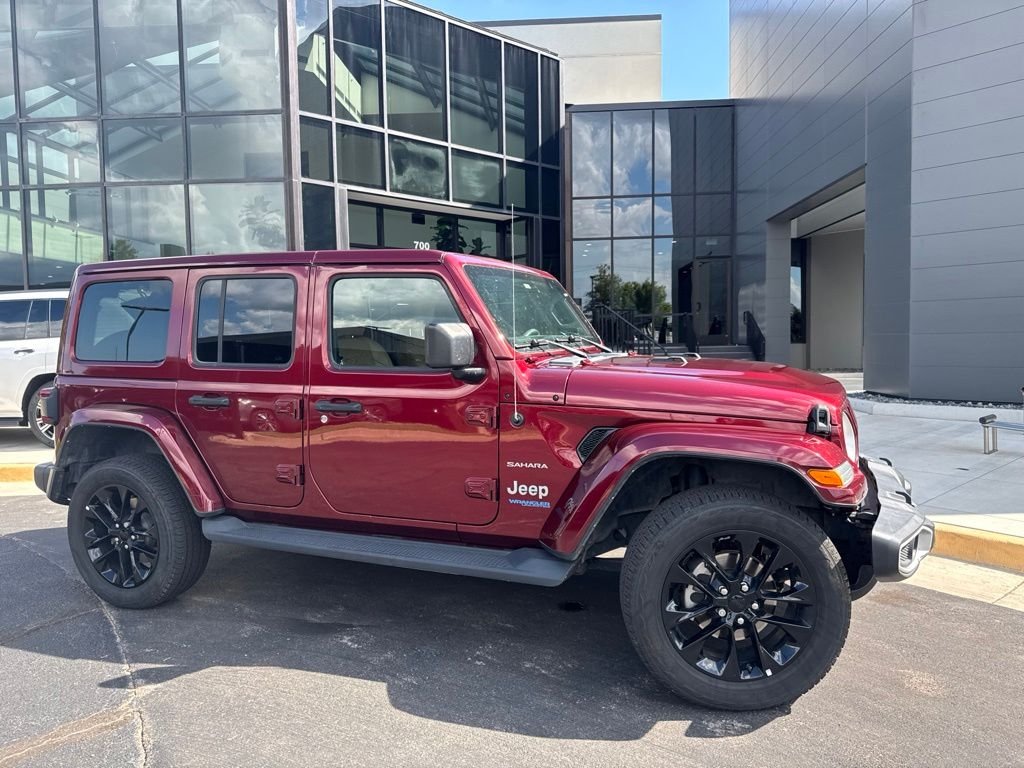 Used 2021 Red Jeep Unlimited Sahara 4xe image 3