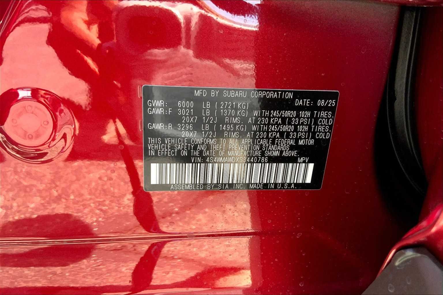 Used 2025 Crimson Red Pearl Subaru Onyx Edition Touring image 18