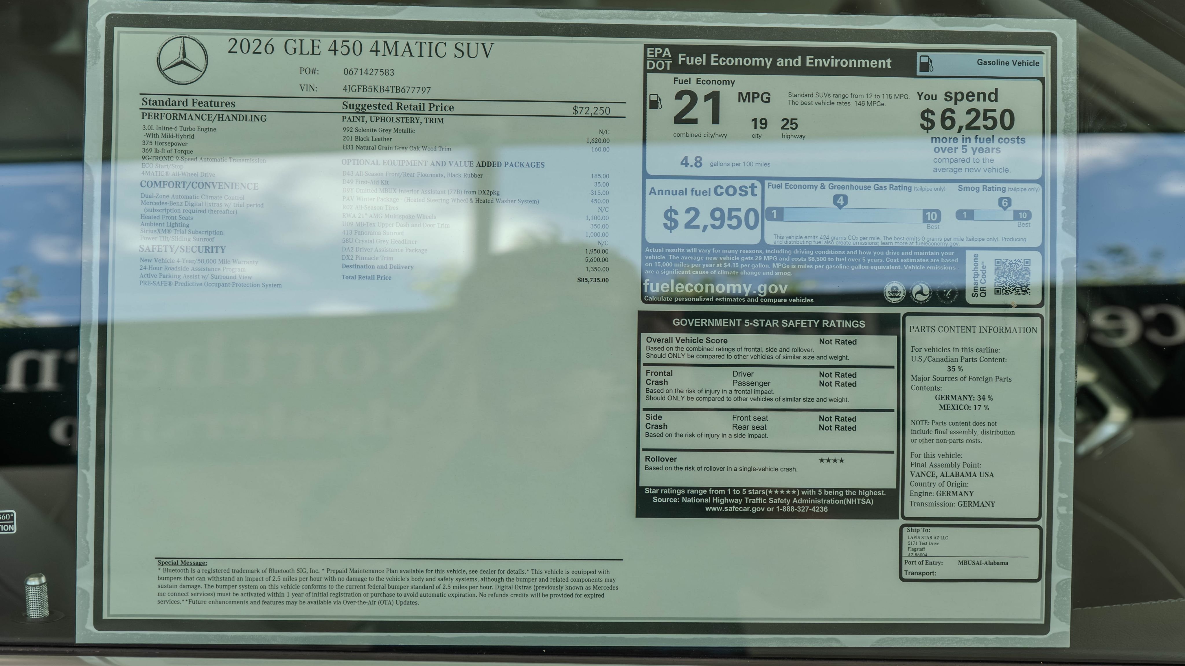 New 2026 Selenite Grey Metallic Mercedes-Benz GLE 450 image 36