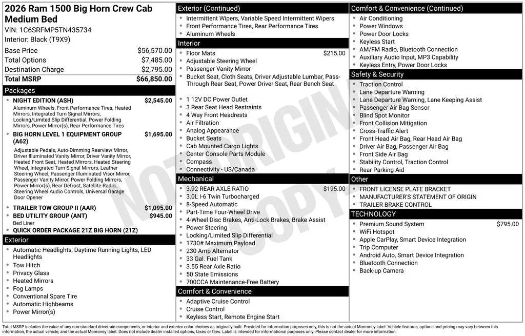 New 2026 Tank Exterior Paint RAM Big Horn/Lone Star image 6