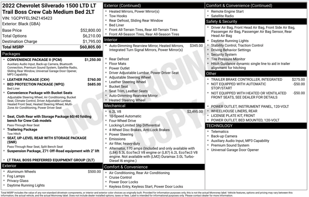Certified Used 2022 Black Chevrolet LT Trail Boss image 3
