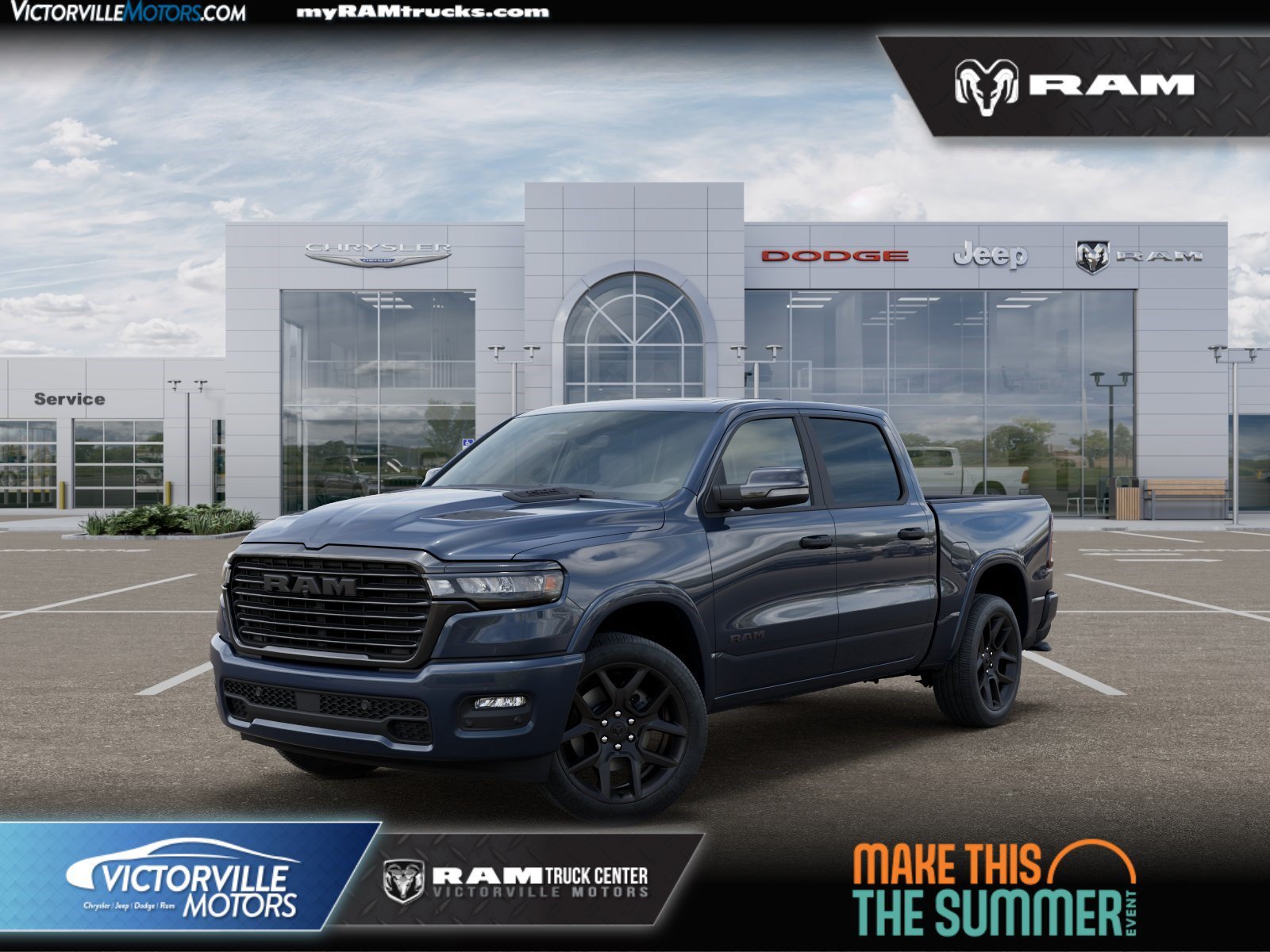Forged Blue Metallic Exterior Paint 2026 RAM 1500 Pickup Truck Four-Wheel Drive