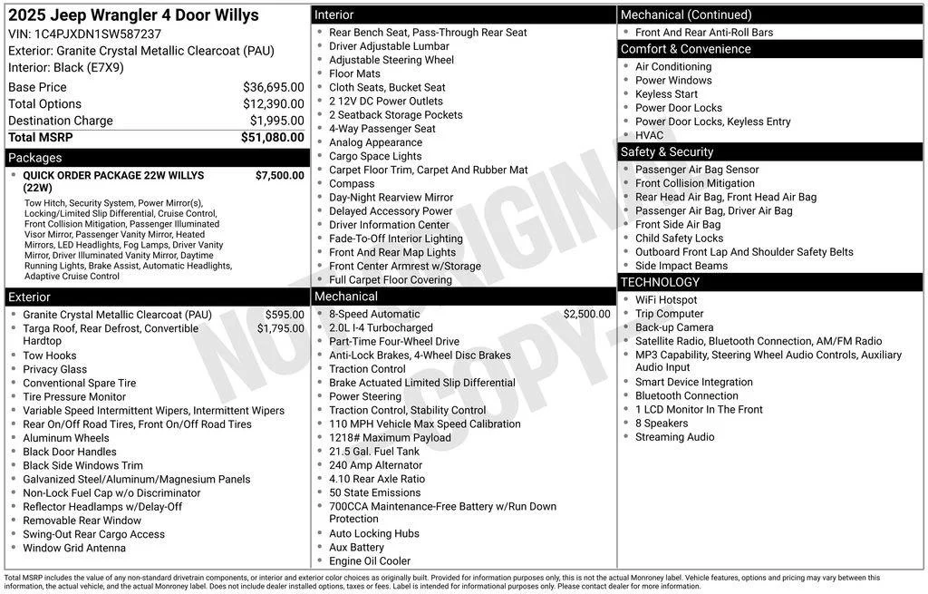 Used 2025 Granite Crystal Metallic Clearcoat Jeep Willys image 4