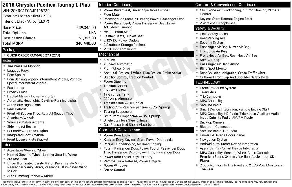 Used 2018 Silver Chrysler Touring L Plus image 24