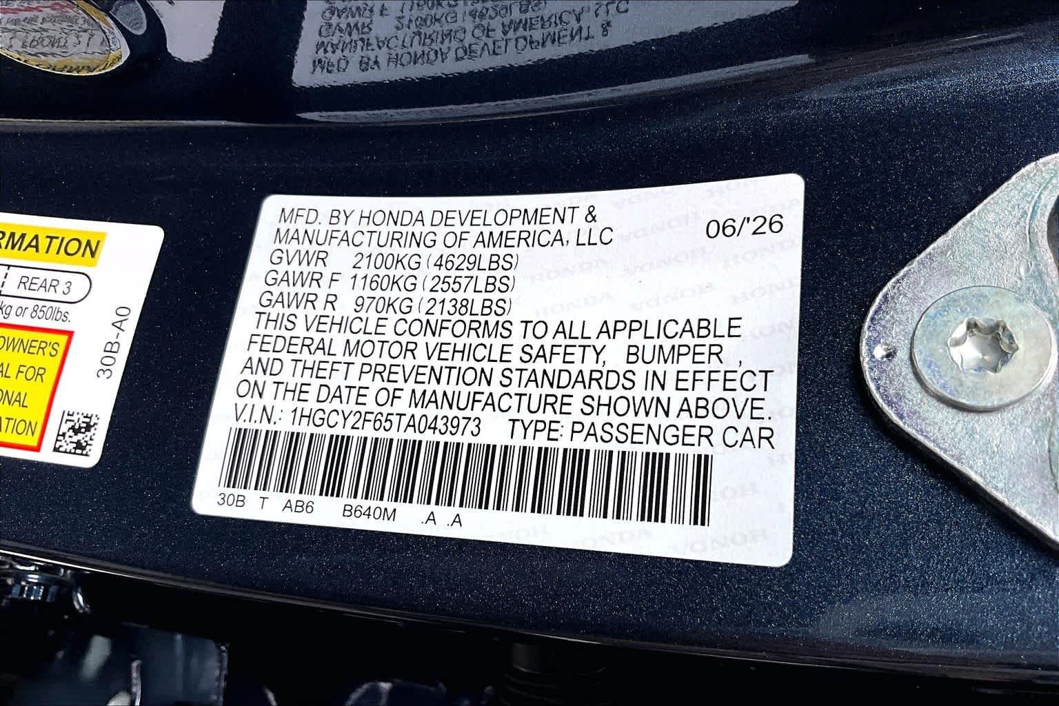 New 2026 Canyon River Blue Metallic Honda EX-L image 18