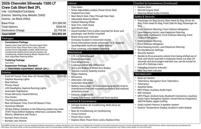 New 2026 Sterling Gray Metallic Chevrolet LT (2FL) image 5