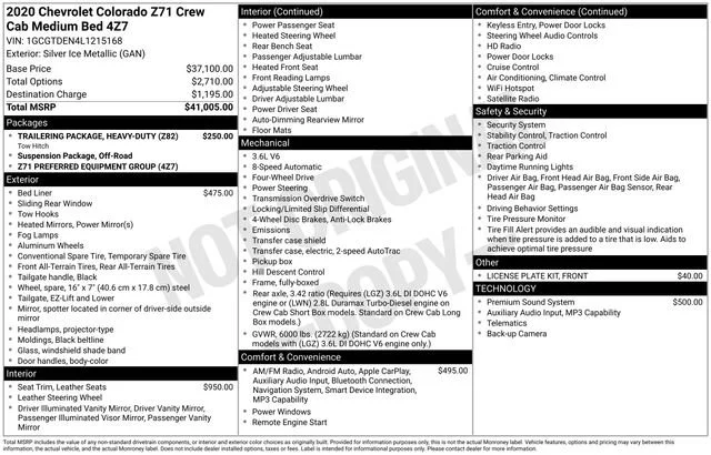 Used 2020 SILVER ICE METALLIC Chevrolet 4WD Z71 image 5