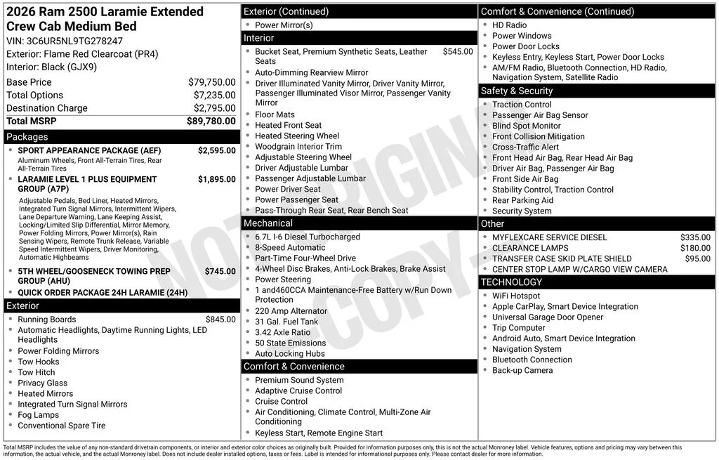 New 2026 Flame Red Clear-Coat Exterior Paint RAM Laramie image 7