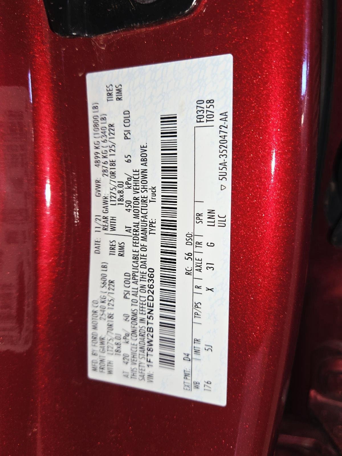 Used 2022 Rapid Red Metallic Tinted Clearcoat Ford LARIAT image 66