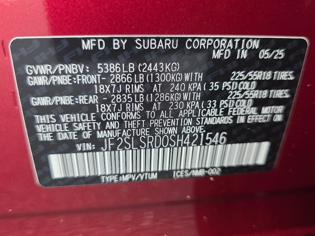 Certified Used 2025 Crimson Red Pearl Subaru Limited image 37