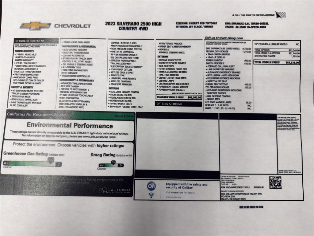 Used 2023 Chevrolet Silverado 2500HD High Country with VIN 1GC4YREY0PF171321 for sale in Kansas City
