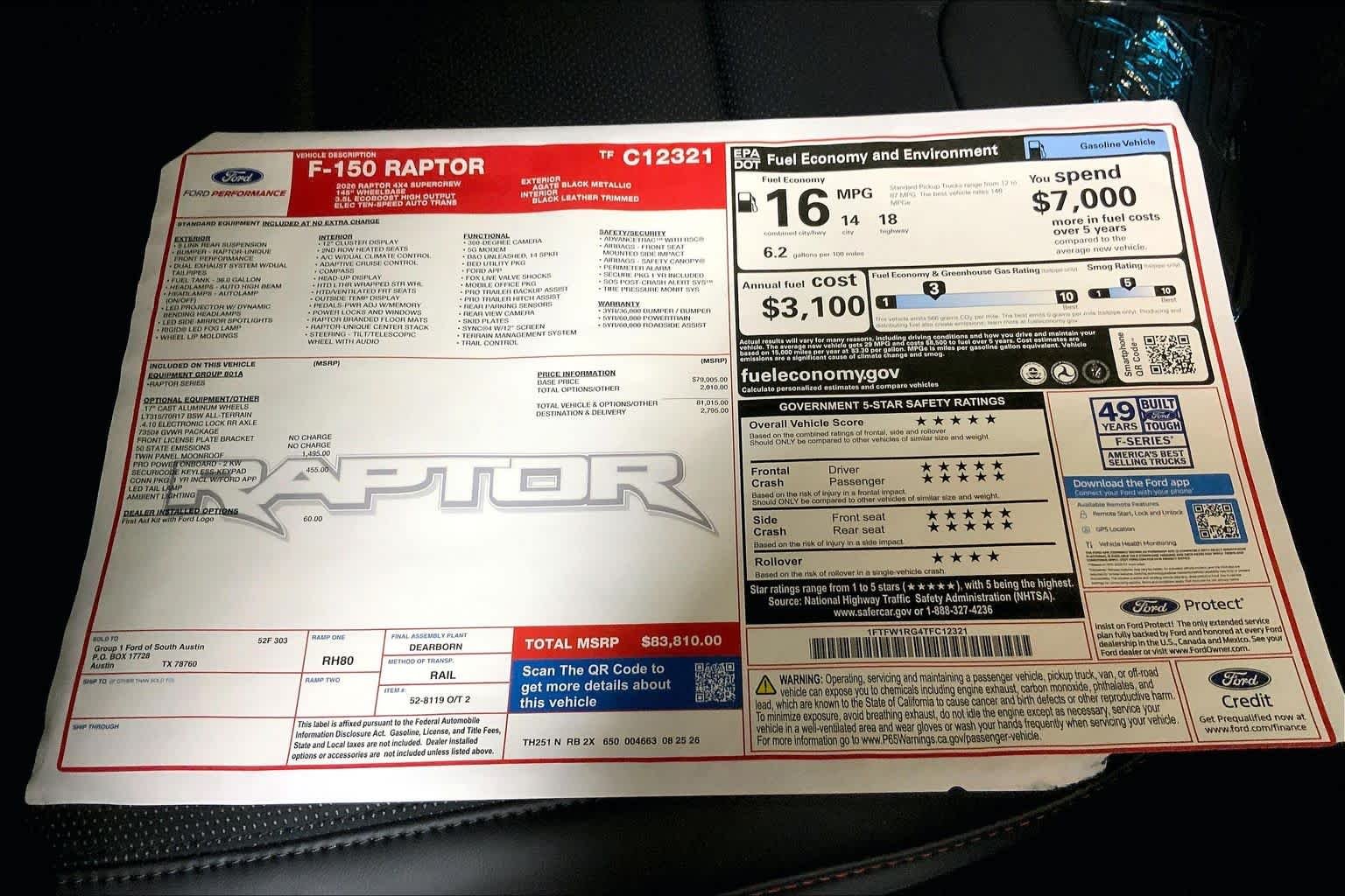 New 2026 Agate Black Metallic Ford Raptor® image 20
