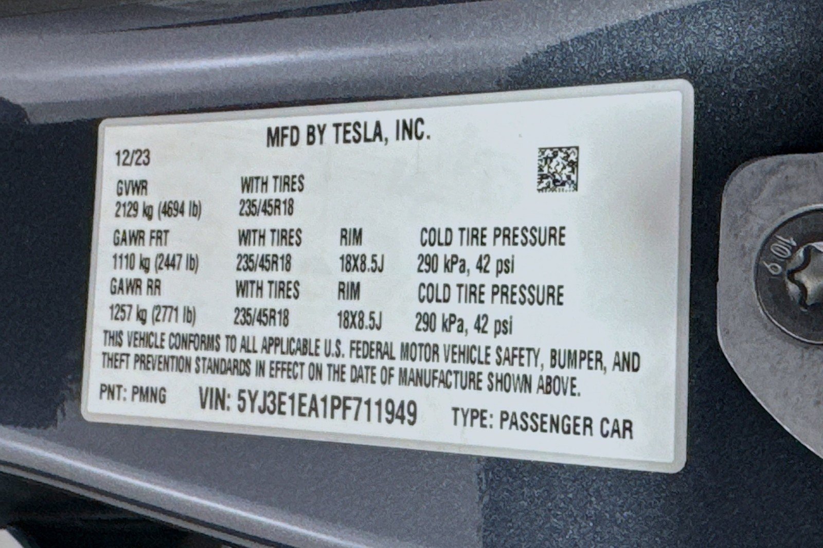 Used 2023 Midnight Silver Metallic Tesla  image 23