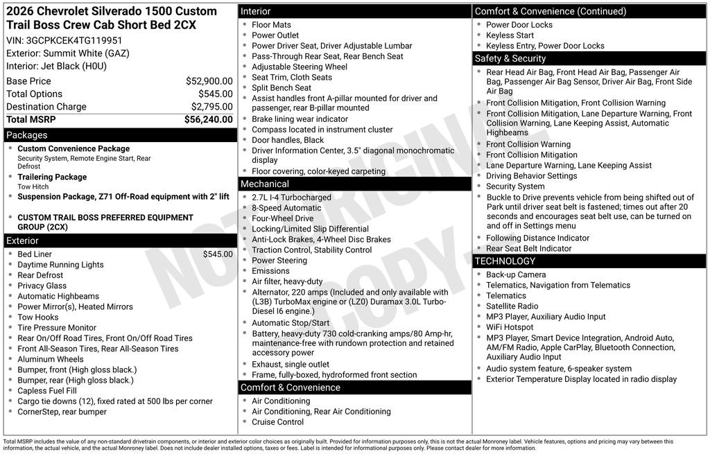 Used 2026 White Chevrolet Custom Trail Boss image 21