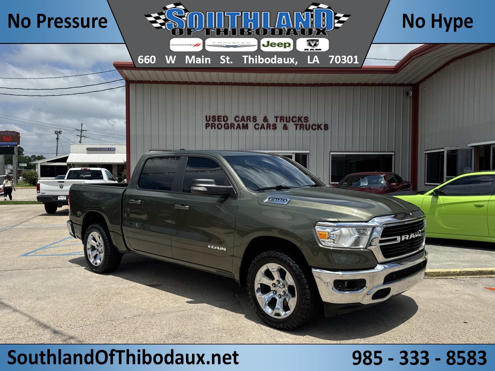Used 2021 Olive Green Pearlcoat Ram Big Horn image 1