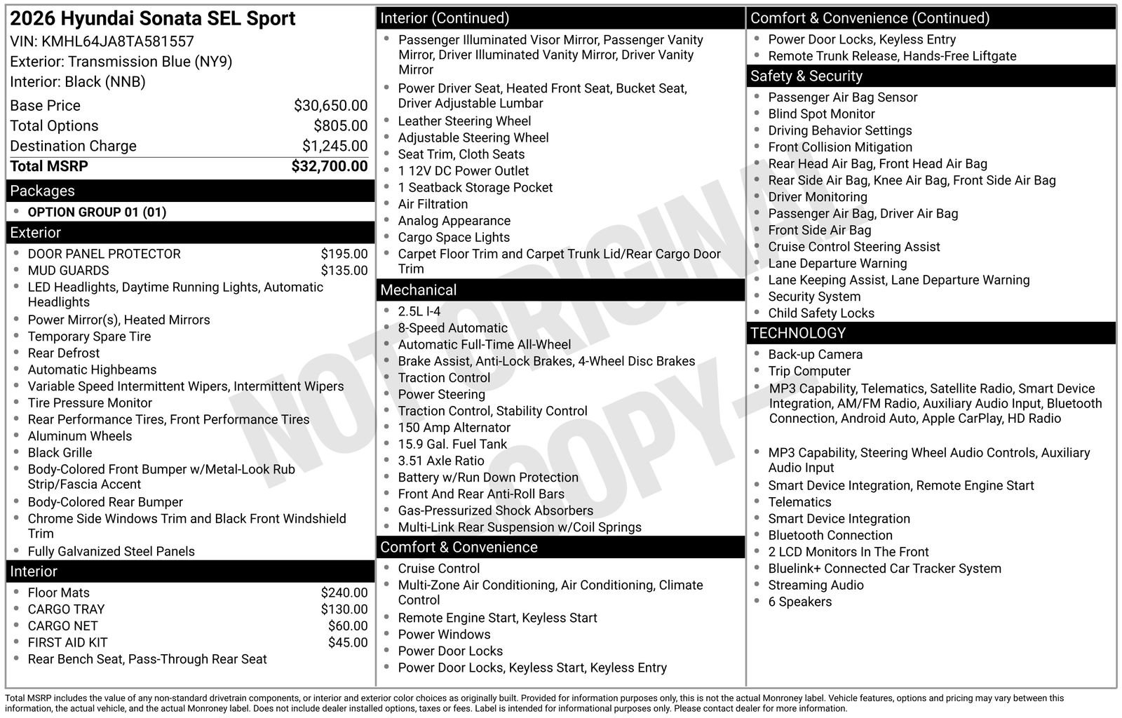 New 2026 Blue Hyundai SEL Sport image 39