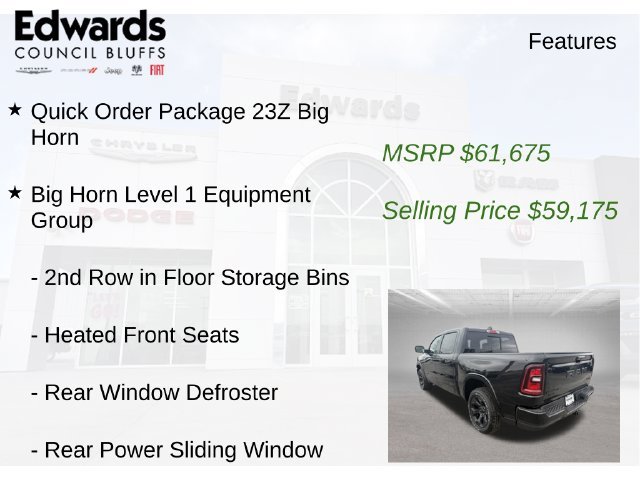 New 2027 Diamond Black Crystal Pearl-Coat Exterior Paint RAM Big Horn image 8