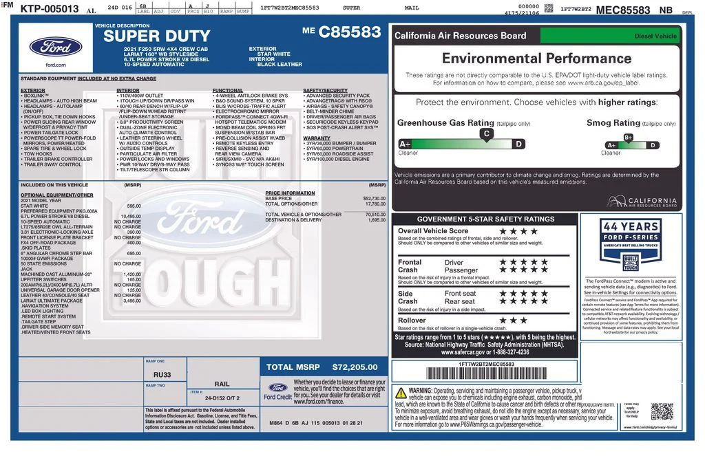 Certified Used 2021 White Ford Lariat image 2