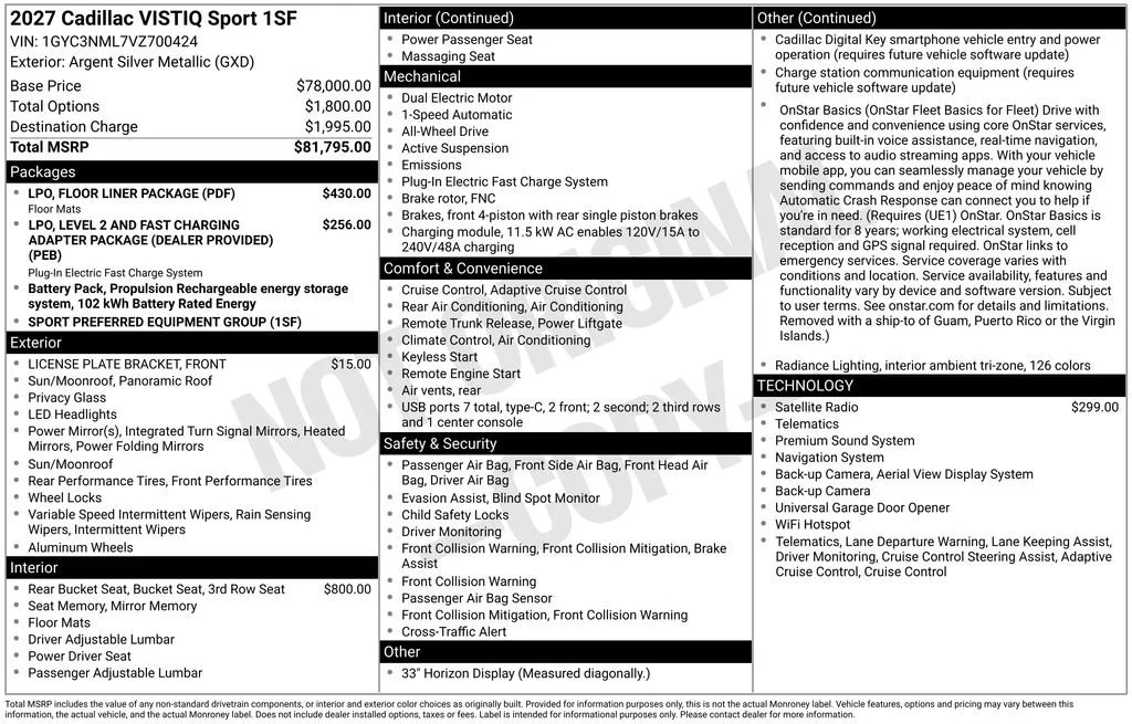 New 2027 Argent Silver Metallic Cadillac Sport image 36