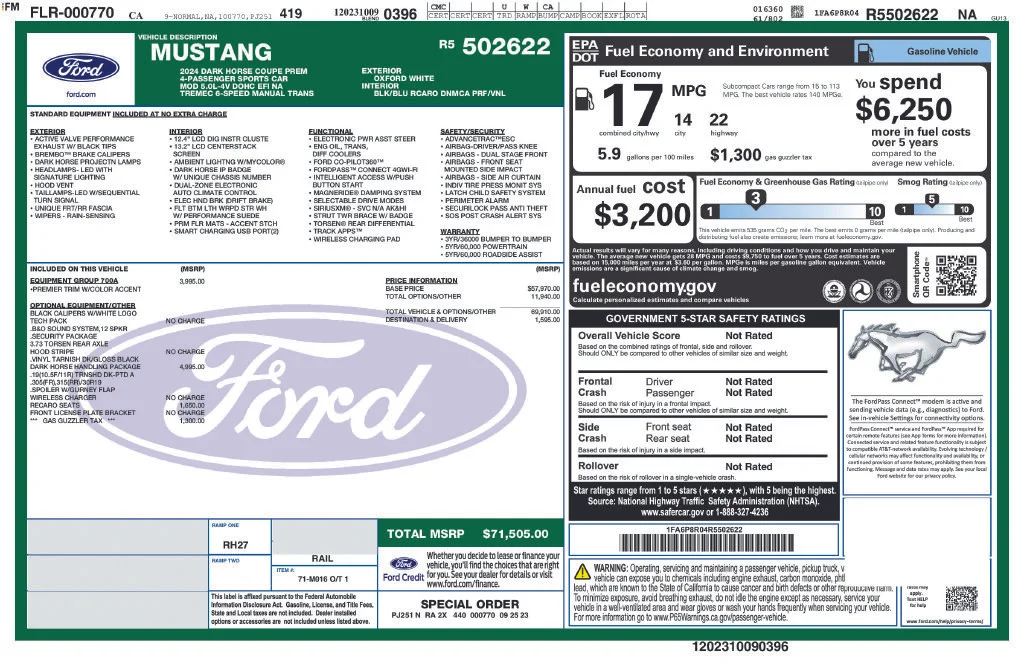Used 2024 White Ford Dark Horse image 2