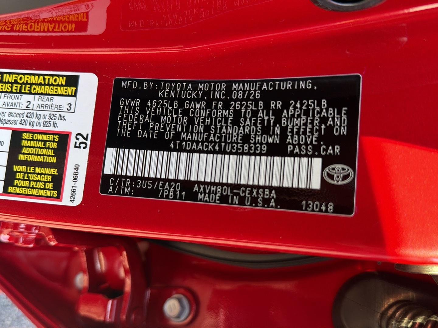 New 2026 Supersonic Red Toyota SE image 34