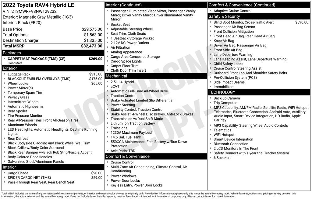 Used 2022 Magnetic Gray Metallic Toyota LE image 5