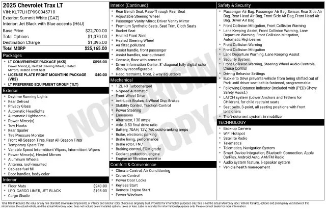 Used 2025 White Chevrolet LT image 16