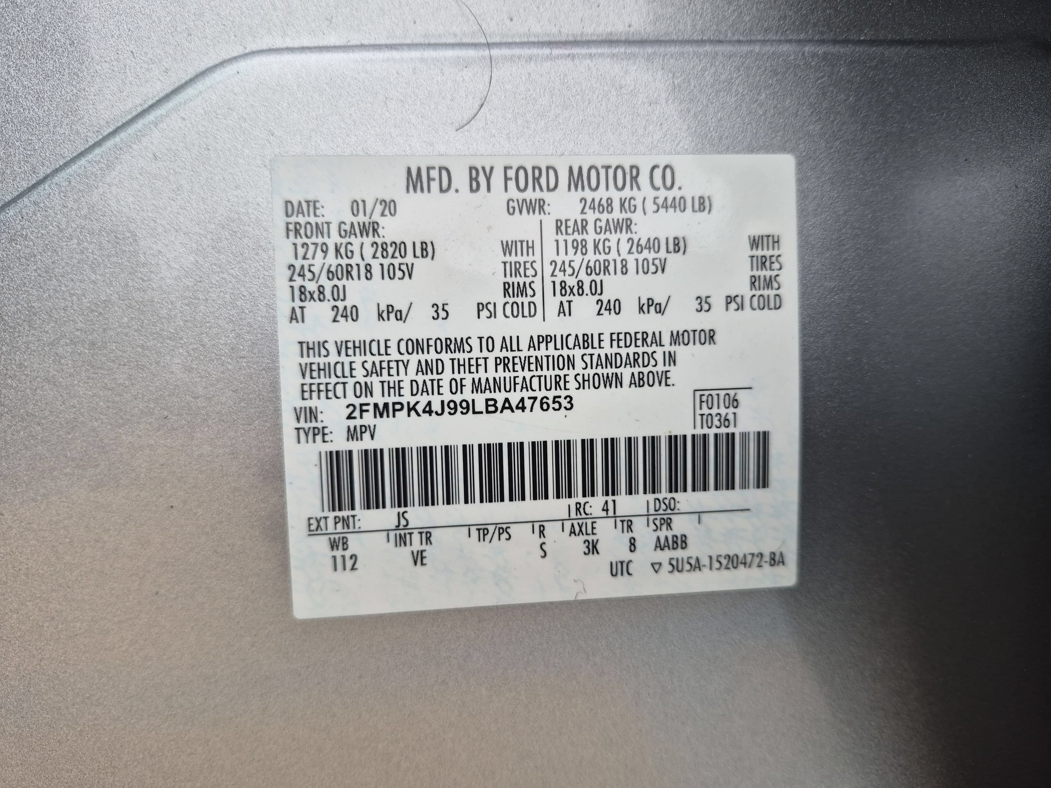 Used 2020 Iconic Silver Metallic Ford SEL AWD image 34