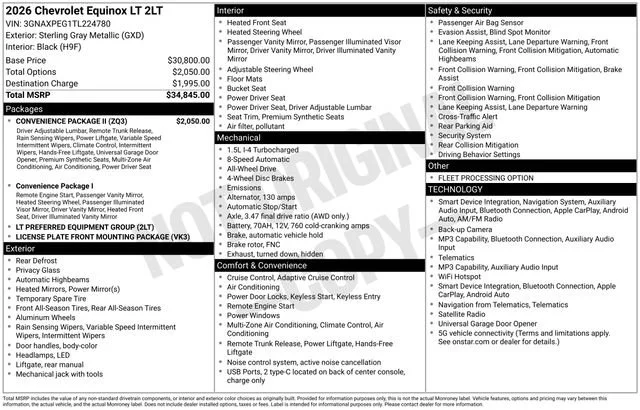 Used 2026 Sterling Gray Metallic Chevrolet LT image 1