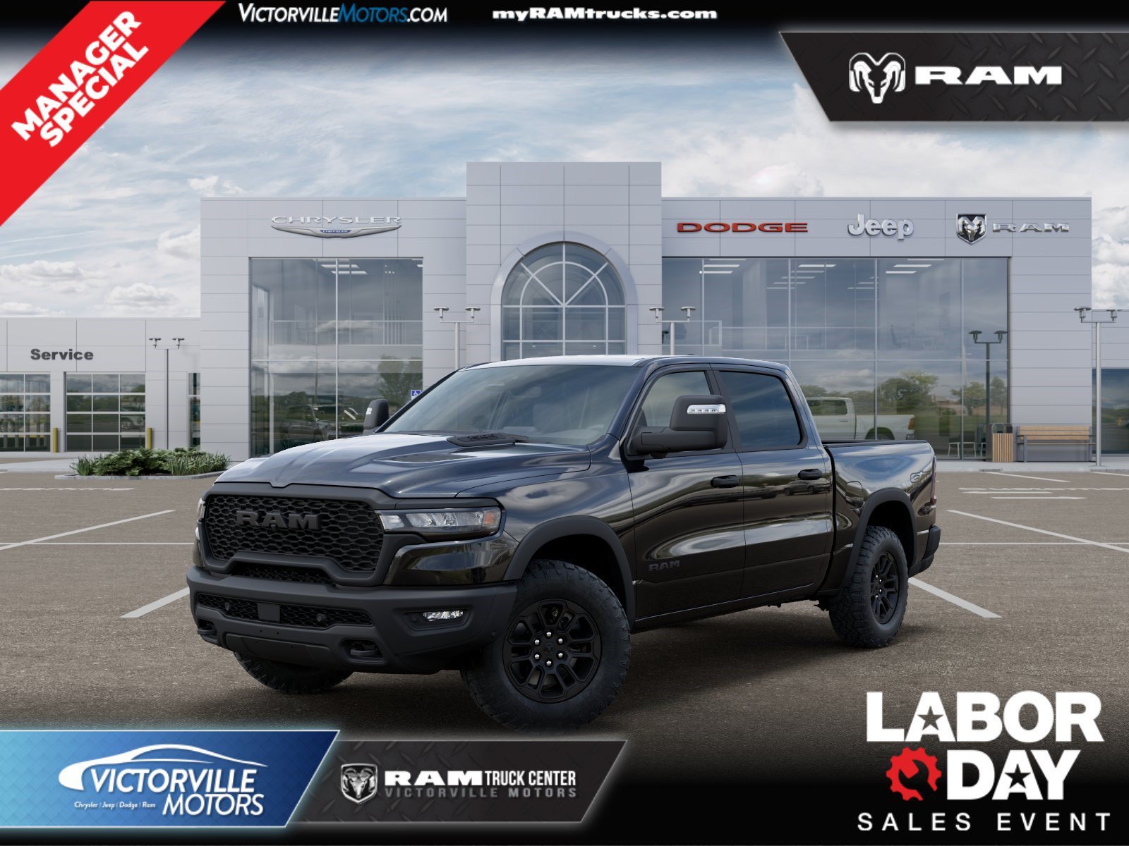 New 2026 Diamond Black Crystal Pearl-Coat Exterior Paint RAM Rebel image 1